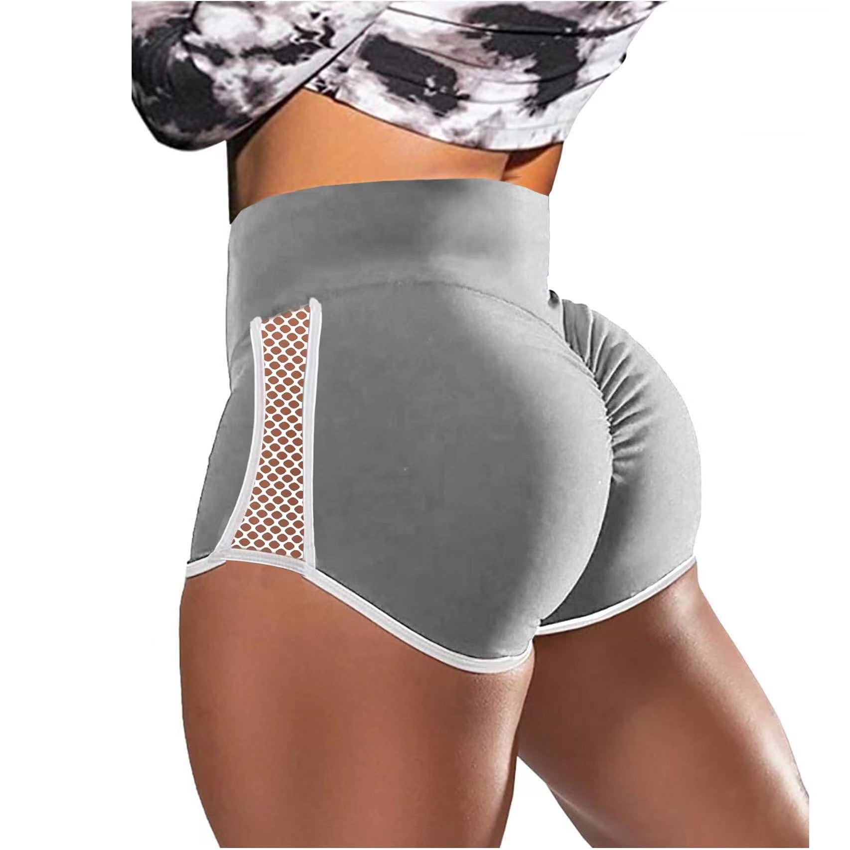 ALLRJ Cross-border European And American Foreign Trade Shorts High Waist Shaping Shorts Fitness Sports Pants Hollow Out Stitching Shorts