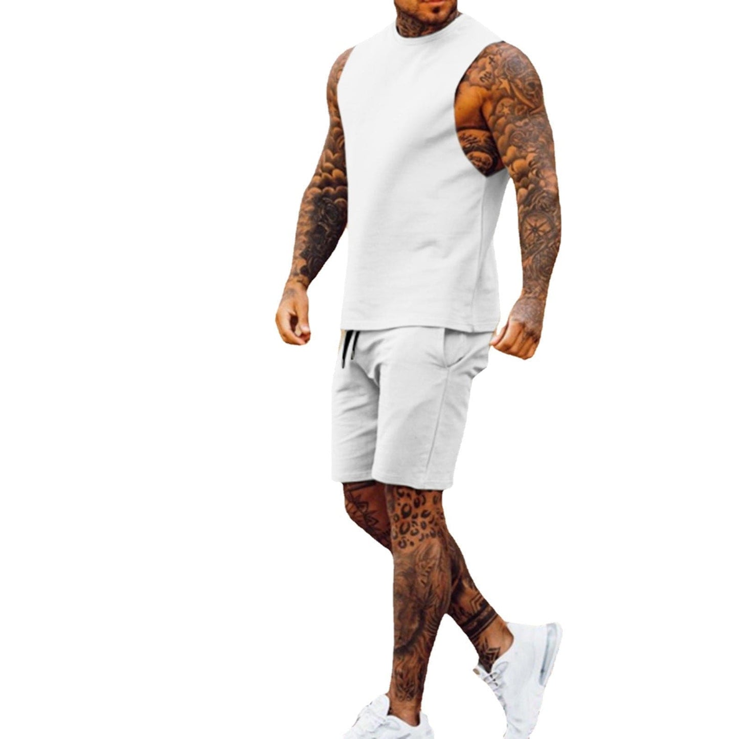 Men's Cropped Pants Sleeveless Top Set - ALLRJ