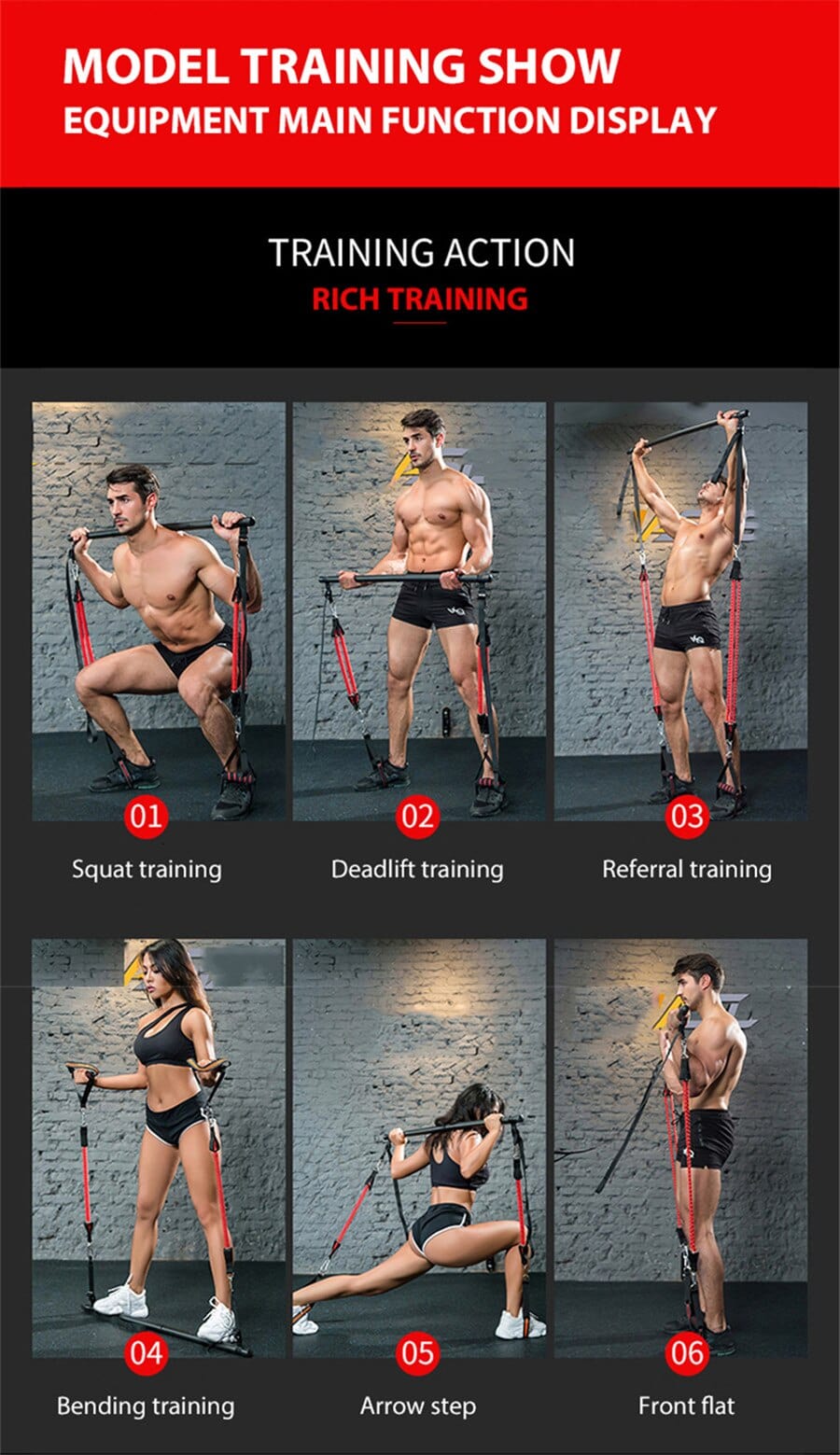 Allrj Pro Tension Bar With Resistance Bands - ALLRJ