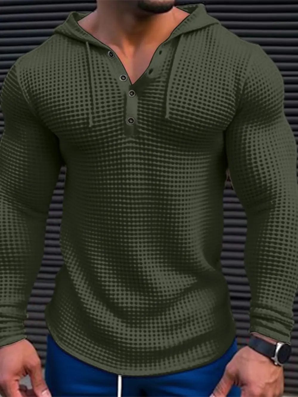 Allrj Waffle Cotton Casual Long Sleeved Shirt - ALLRJ