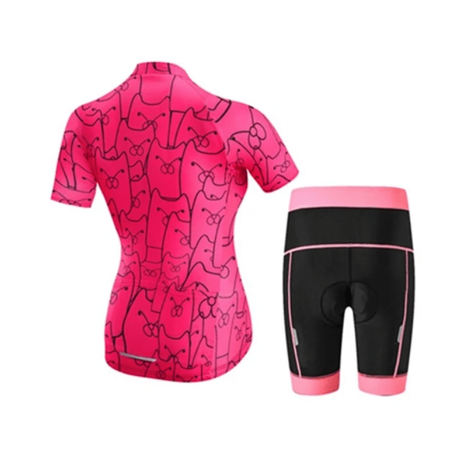 ALLRJ Women's Cycling knit Cycling Kit - CatPink