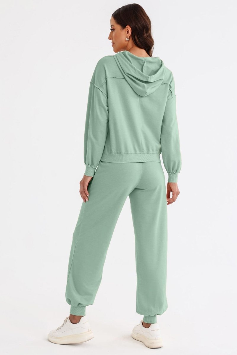 Cutout Drawstring Hoodie and Joggers Active Set - ALLRJ