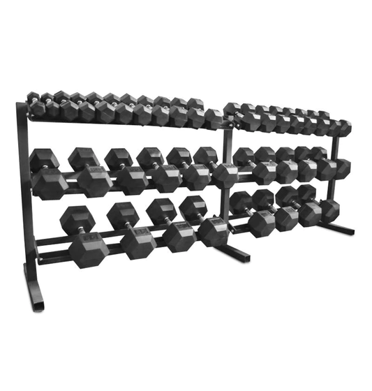 NEW Rubber Hex Dumbbell Set 5-100lb Full Set Hex Dumbbells - ALLRJ