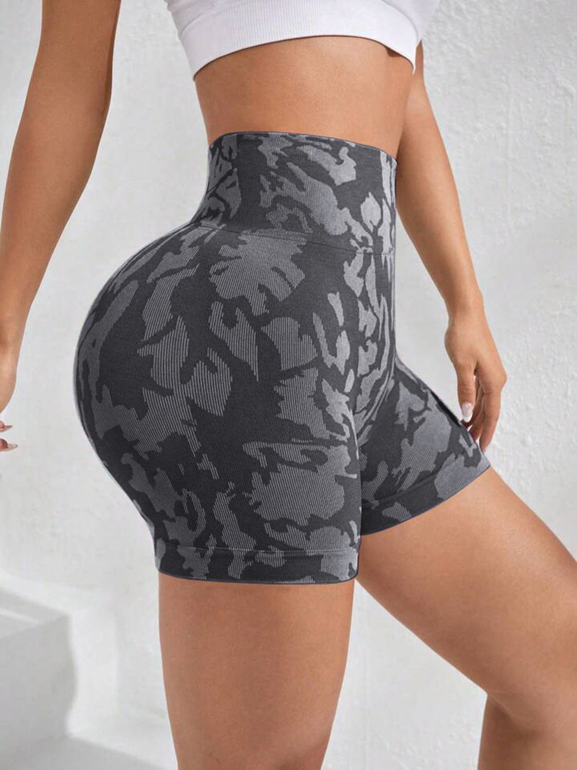Printed High Waist Active Shorts - ALLRJ
