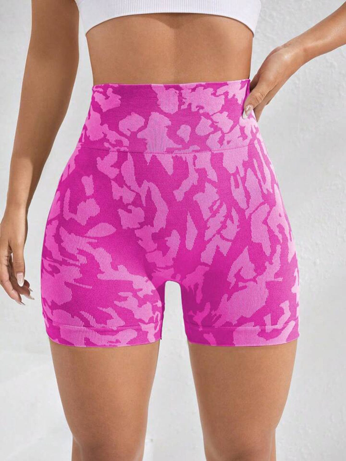 Printed High Waist Active Shorts - ALLRJ