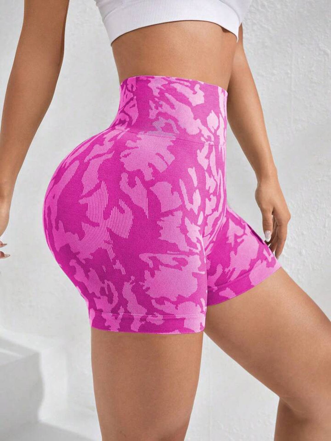 Printed High Waist Active Shorts - ALLRJ