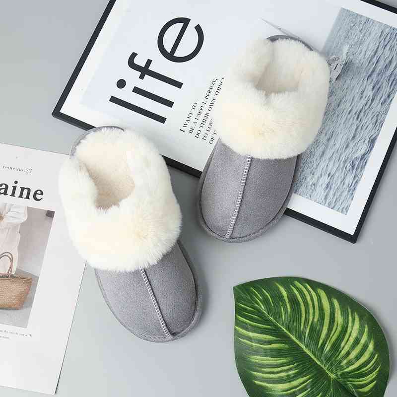 Faux Suede Center Seam Slippers - ALLRJ