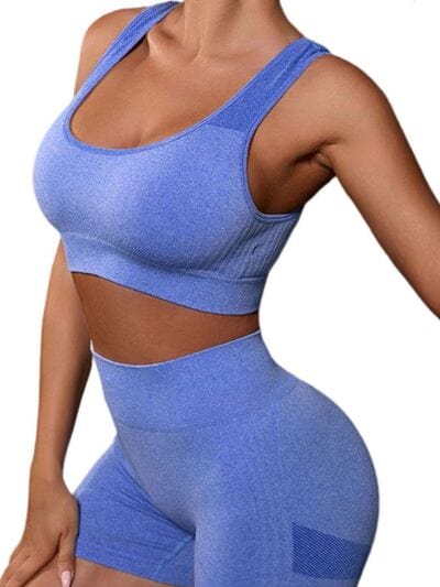 Cutout Scoop Neck Tank and Shorts Active Set - ALLRJ