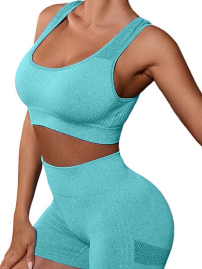 Cutout Scoop Neck Tank and Shorts Active Set - ALLRJ