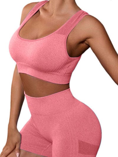 Cutout Scoop Neck Tank and Shorts Active Set - ALLRJ