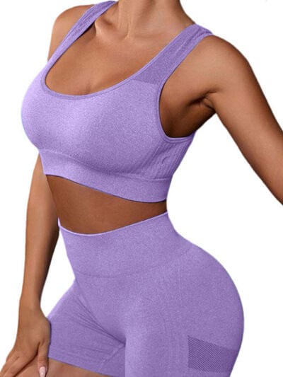 Cutout Scoop Neck Tank and Shorts Active Set - ALLRJ
