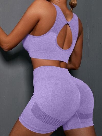 Cutout Scoop Neck Tank and Shorts Active Set - ALLRJ