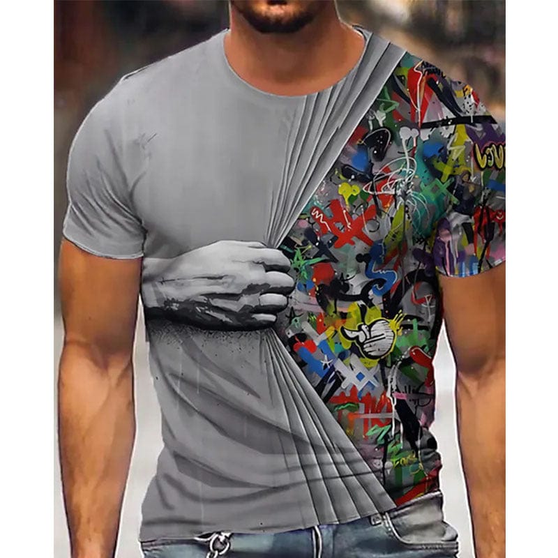 Men's 3D Printed Oversized Short Sleeve T-Shirt - ALLRJ