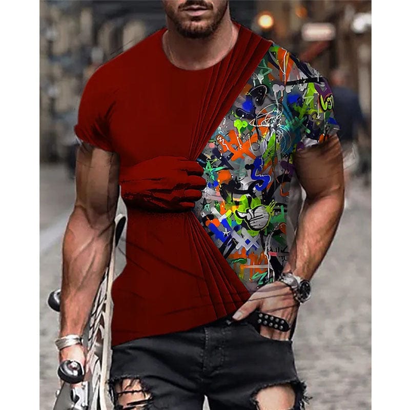 Men's 3D Printed Oversized Short Sleeve T-Shirt - ALLRJ