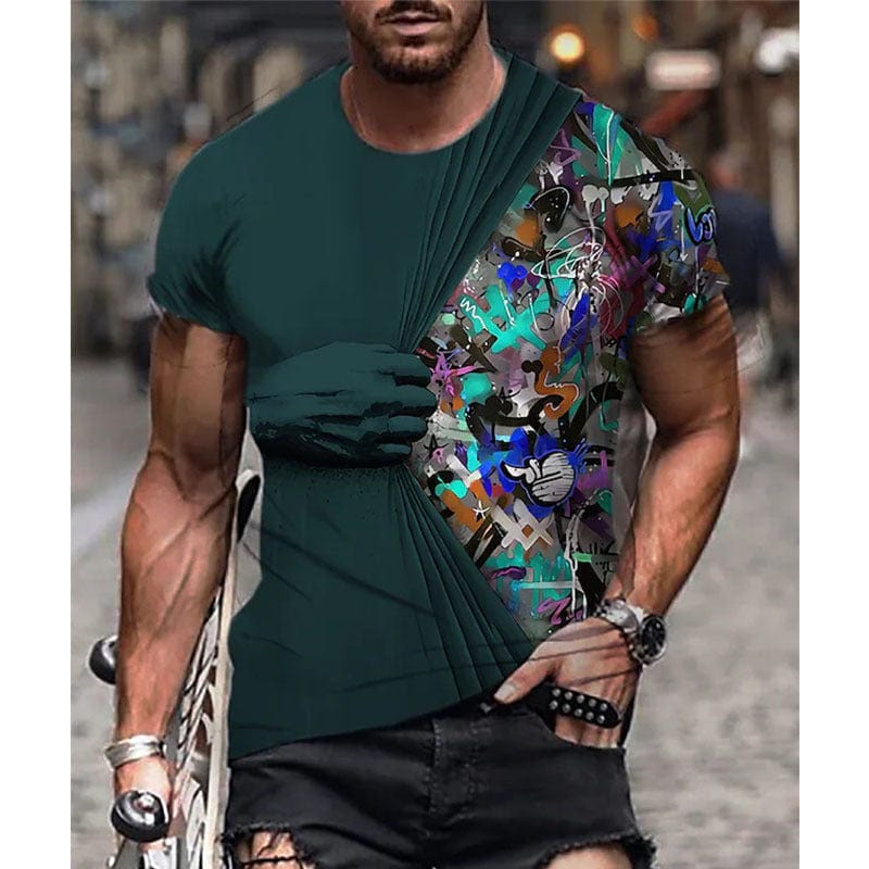 Men's 3D Printed Oversized Short Sleeve T-Shirt - ALLRJ