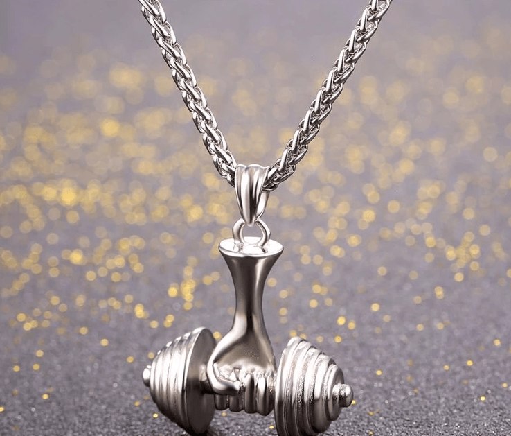 Gorilla swole titanium steel dumbbell necklace - ALLRJ