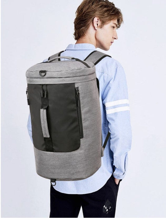 Large-capacity duffel bag men's gym bag waterproof folding cylinder bag - ALLRJ