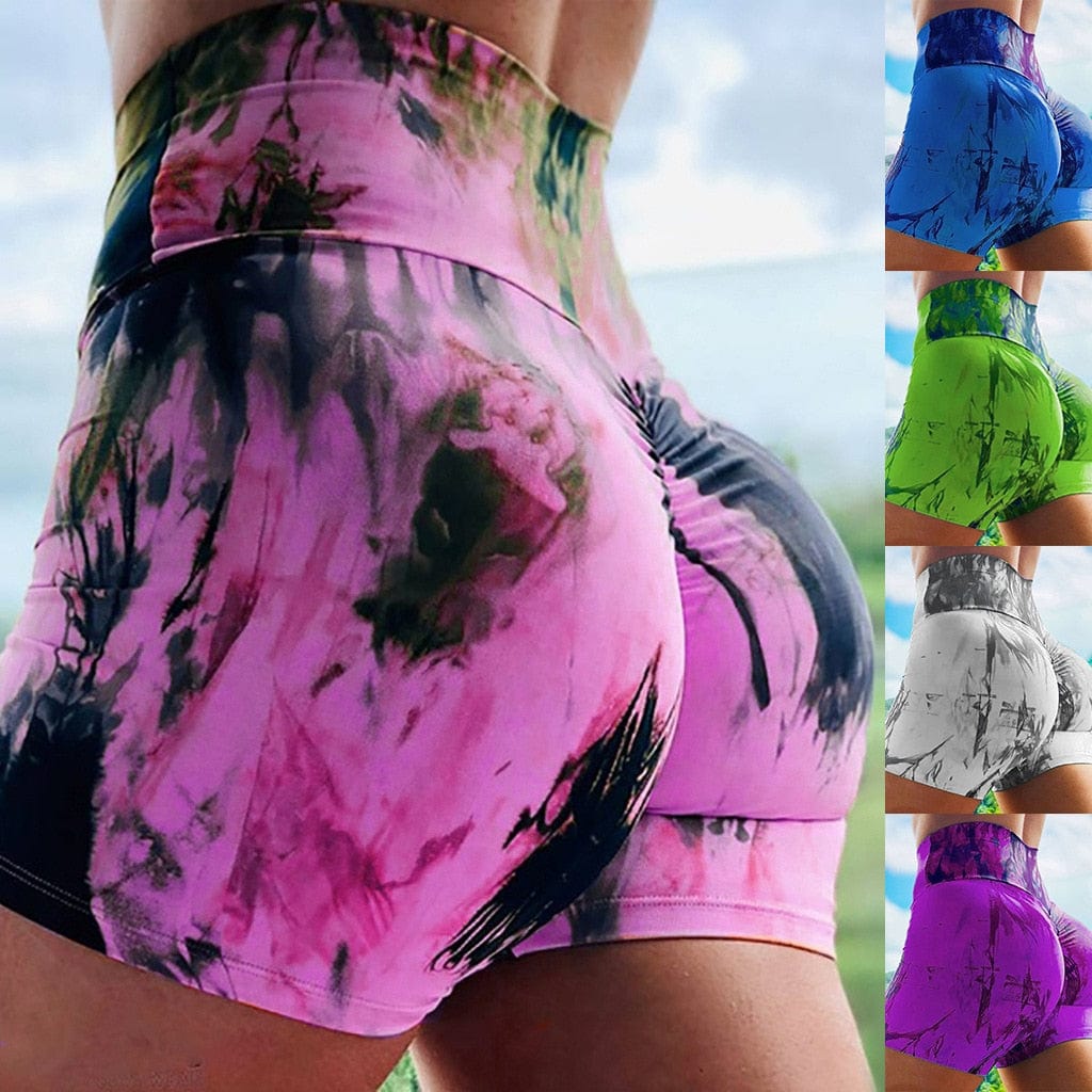 Thigh Dye high waist spandex shorts - ALLRJ