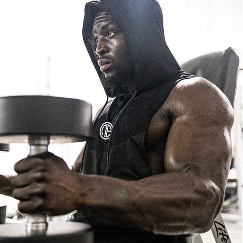 Bodybuilding sleeveless hooded vest - ALLRJ