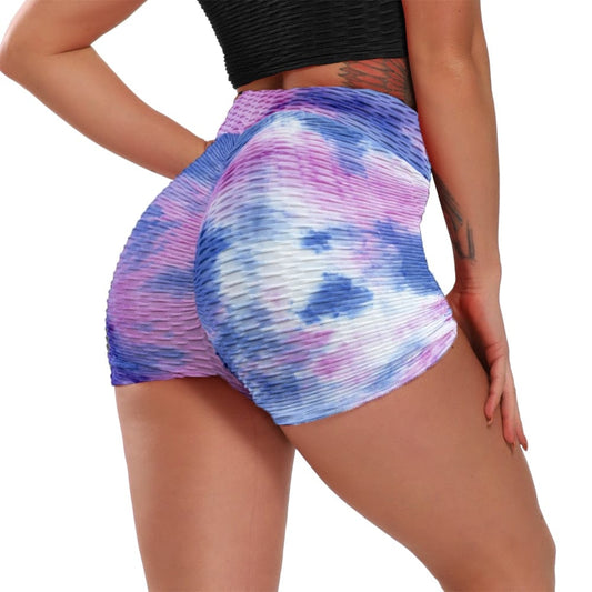 Women's High waist tie dye yoga shorts - ALLRJ
