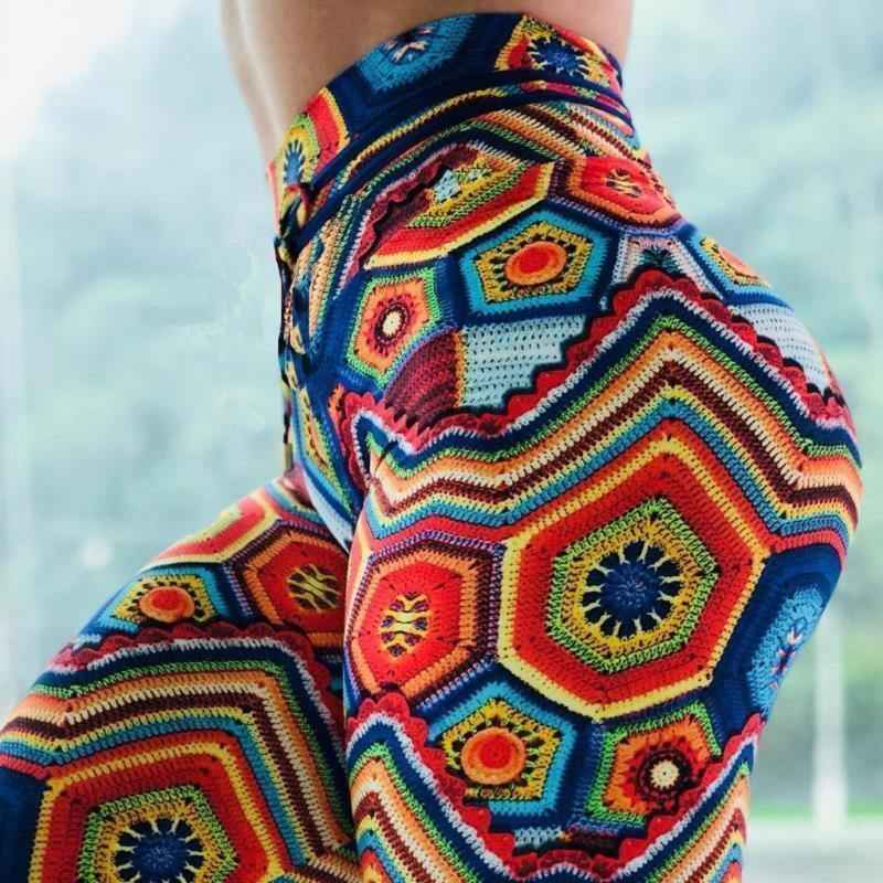 jacquard high waist print yoga pants - Premium Yoga Pants - ALLRJ