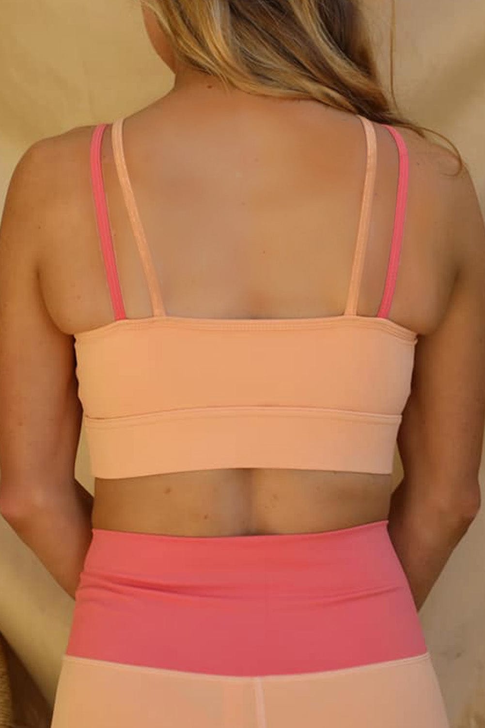 Orange Two-Tone Colorblock Bra Leggings Active Wear Set - ALLRJ