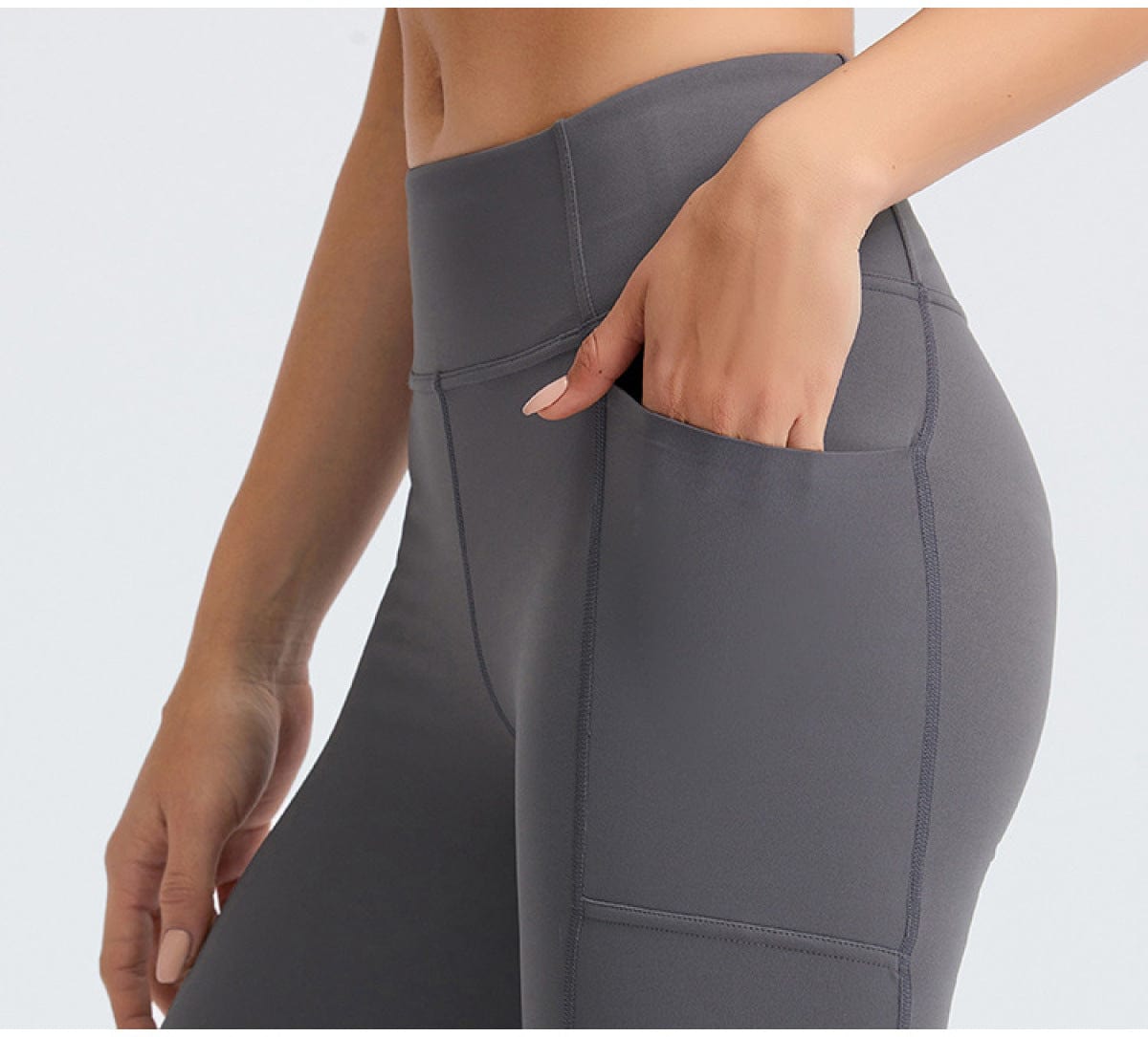 Solid Color Side Pockets Yoga Shorts - ALLRJ