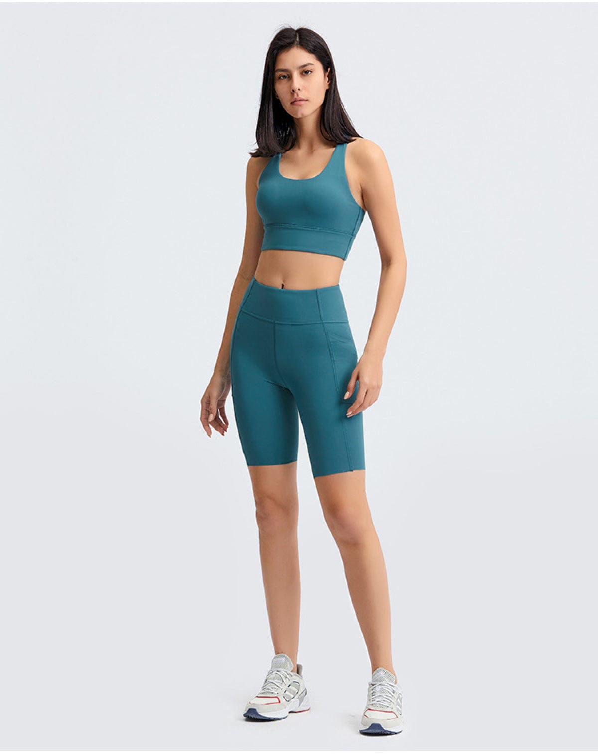 Solid Color Side Pockets Yoga Shorts - ALLRJ