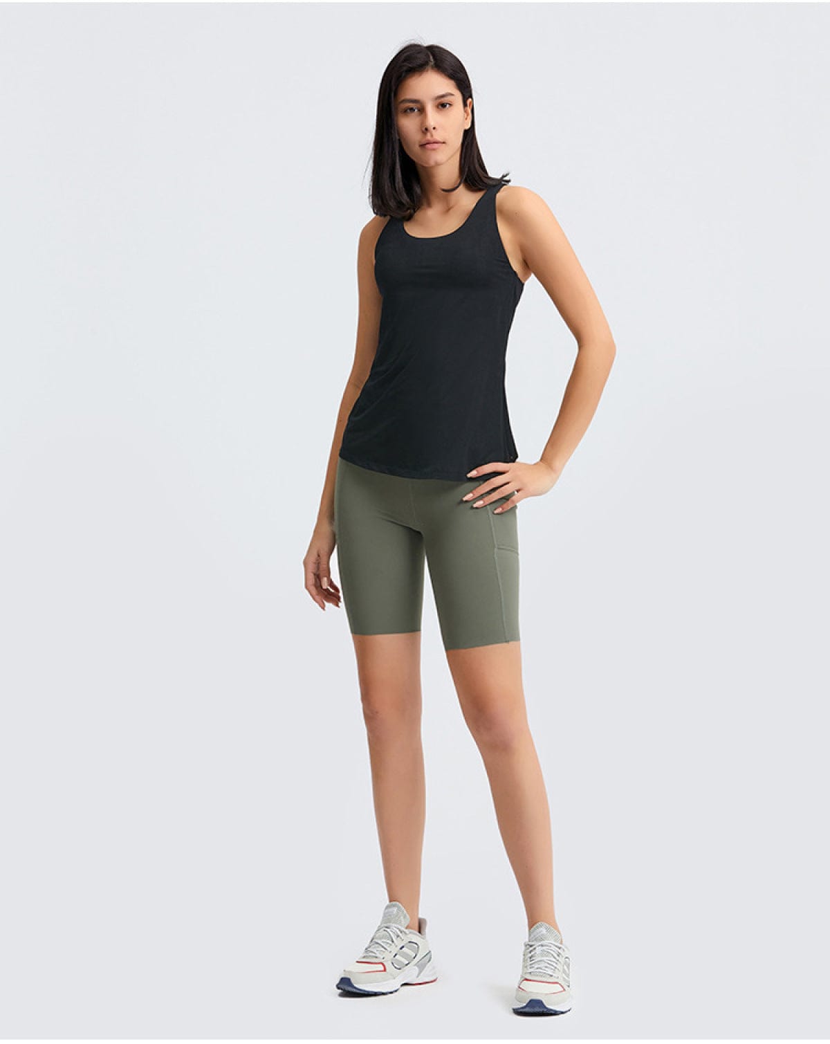 Solid Color Side Pockets Yoga Shorts - ALLRJ