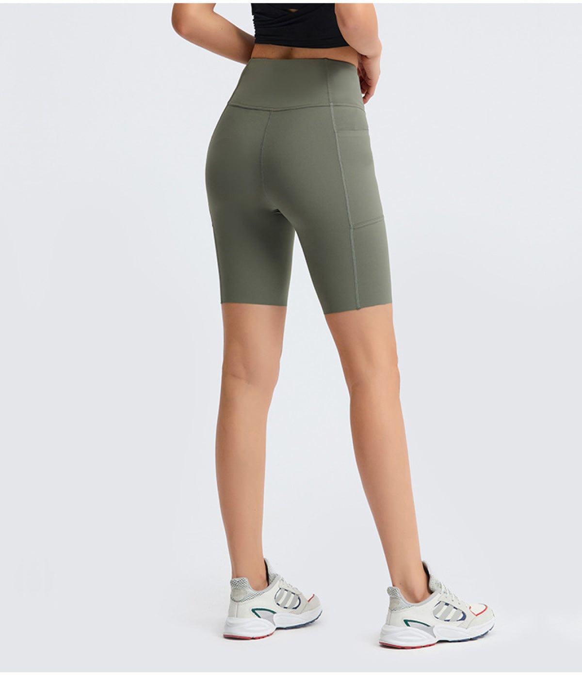 Solid Color Side Pockets Yoga Shorts - ALLRJ