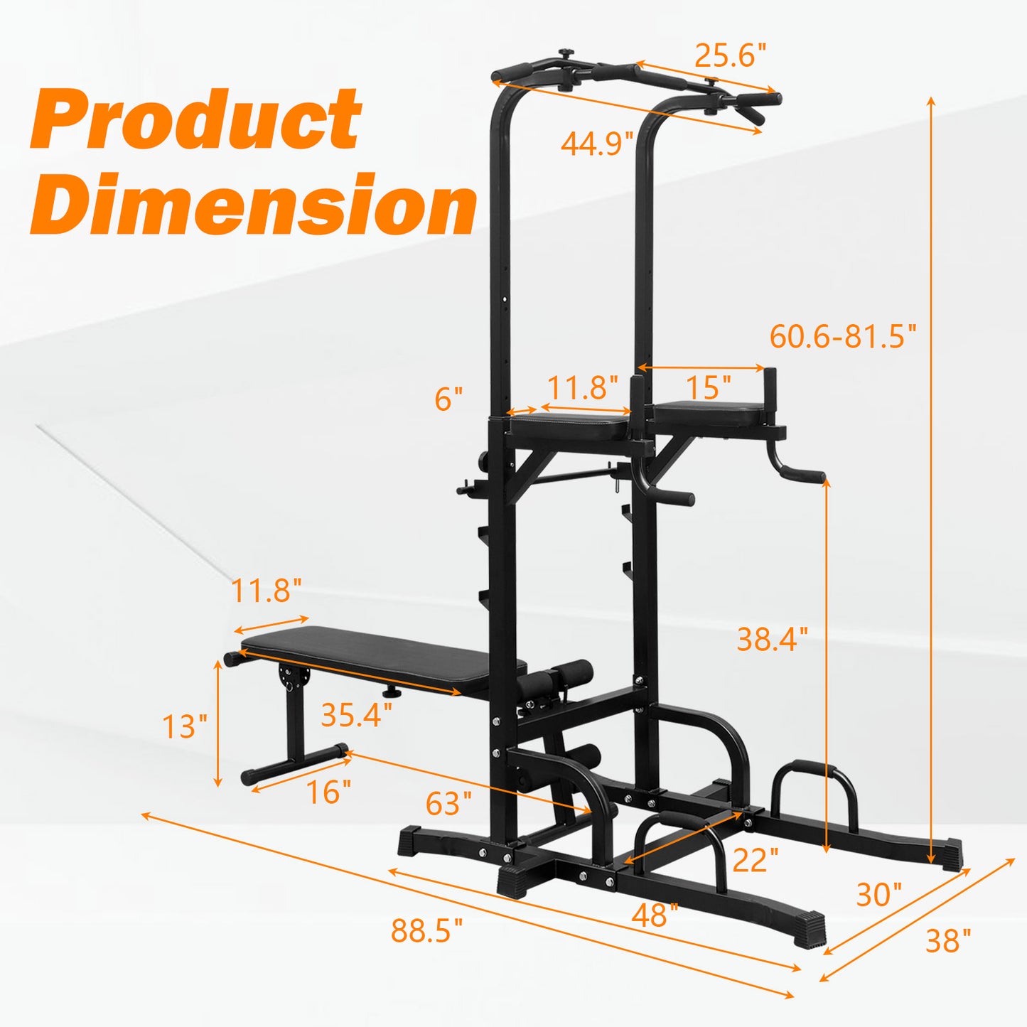 Power Tower With Bench Pull Up Bar Dip Station combo