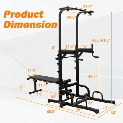 Power Tower With Bench Pull Up Bar Dip Station combo
