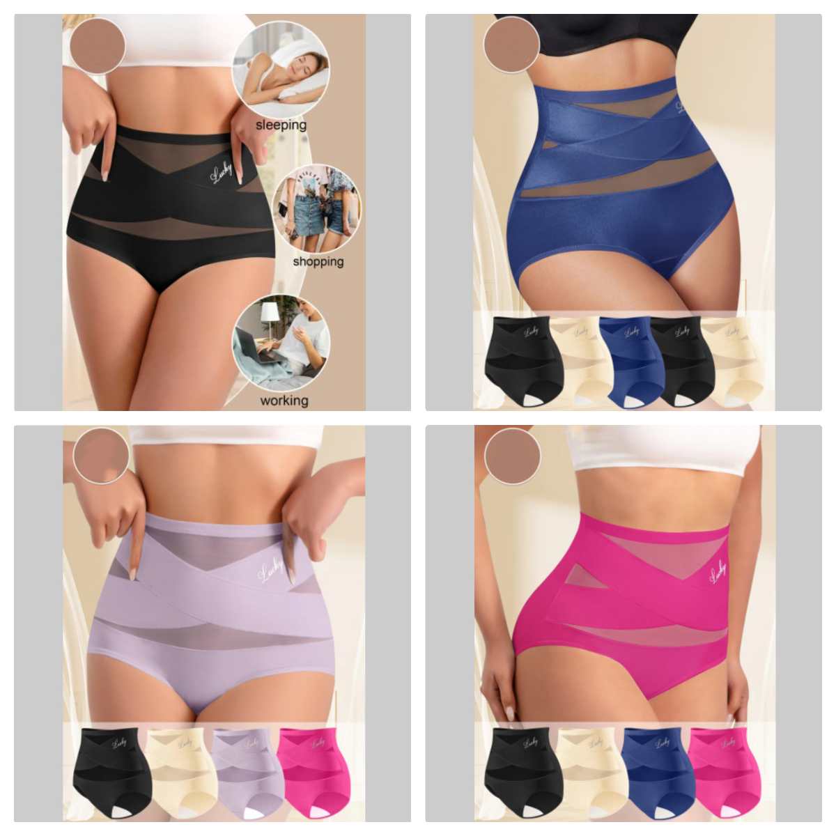 ALLRJ Women's High-Waisted Ultra Soft Tummy Control Comfort Briefs