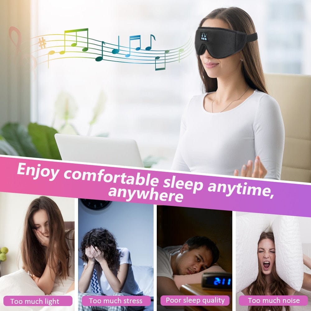 ALLRJ 0 New 3D wireless music headphone sleep breathable smart eye mask Bluetooth headset call with mic for ios Android mac Dropshipping
