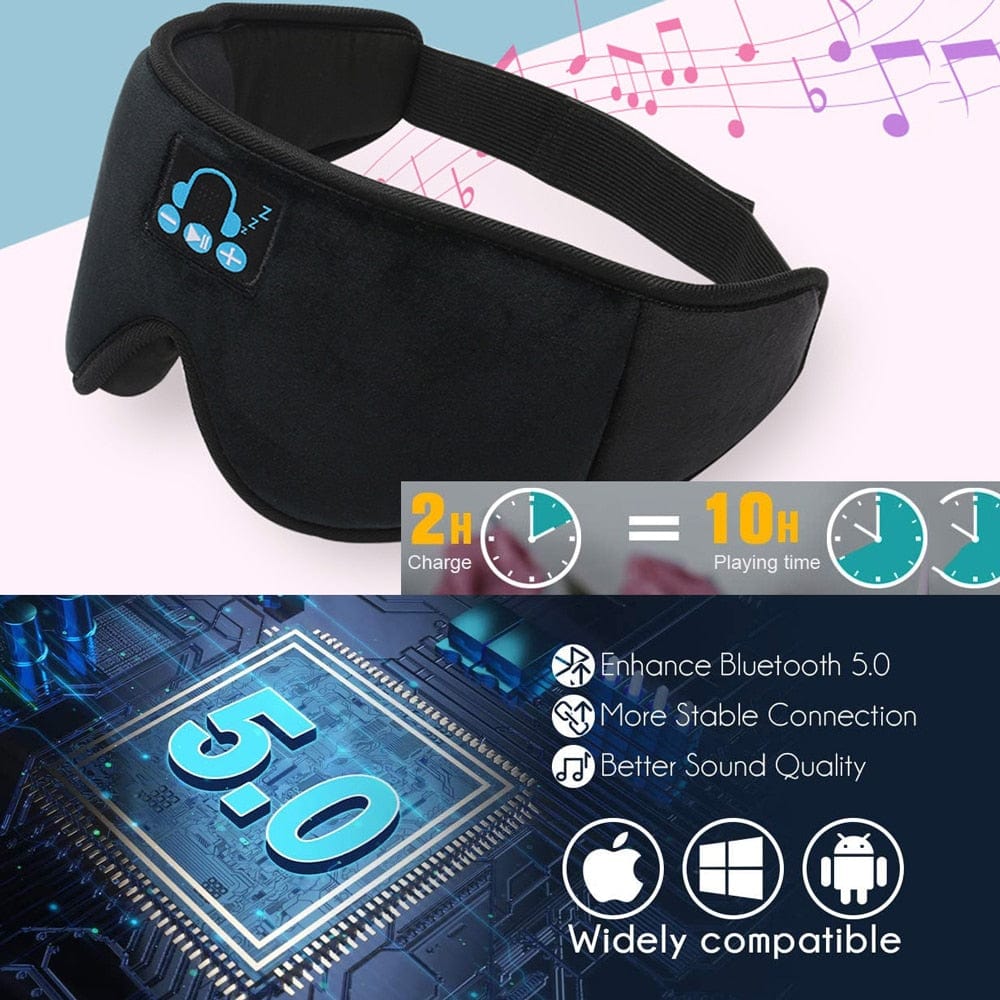 ALLRJ 0 New 3D wireless music headphone sleep breathable smart eye mask Bluetooth headset call with mic for ios Android mac Dropshipping