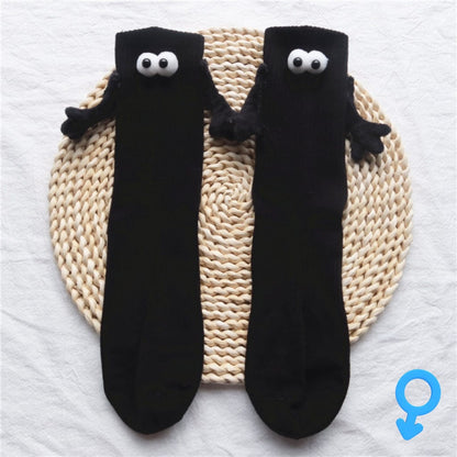 ALLRJ 3D Eyes Black / One size Magnetic Suction Hand In Hand Couple Socks Cartoon Lovely Breathable Comfortable Socks For Women Holding Hands Sock