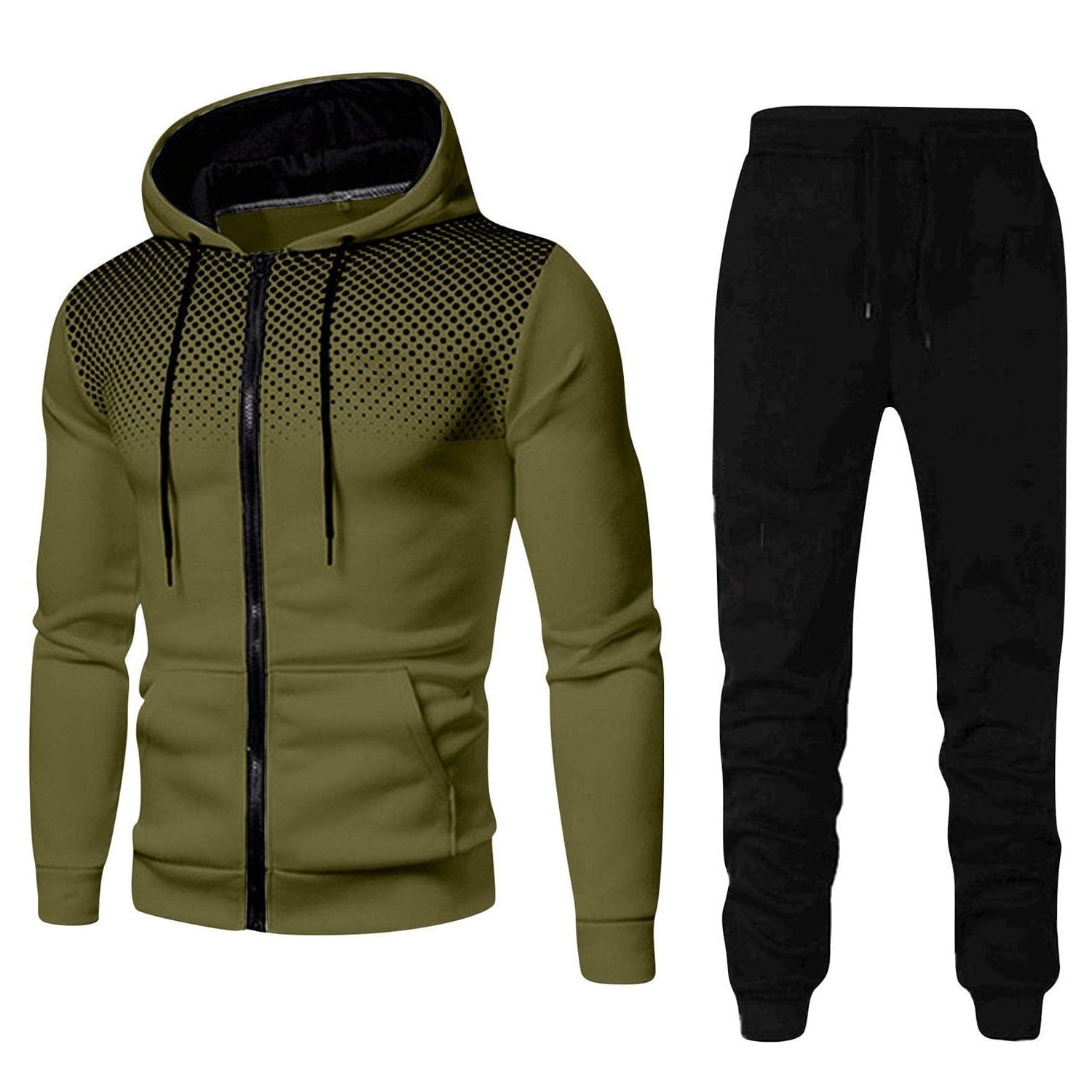 ALLRJ Army Green / 2XL Men's Sports Fitness Casual Zipper Suit