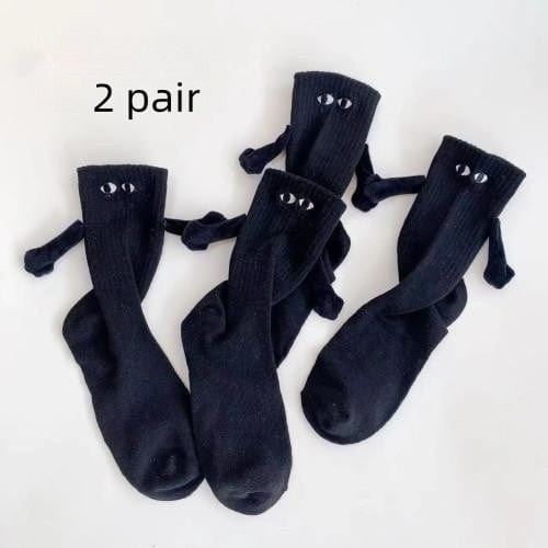 ALLRJ Black 2pc / One size Magnetic Suction Hand In Hand Couple Socks Cartoon Lovely Breathable Comfortable Socks For Women Holding Hands Sock