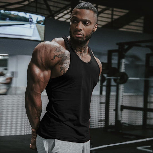 Men's Solid Color Bodybuilding Stringer - ALLRJ