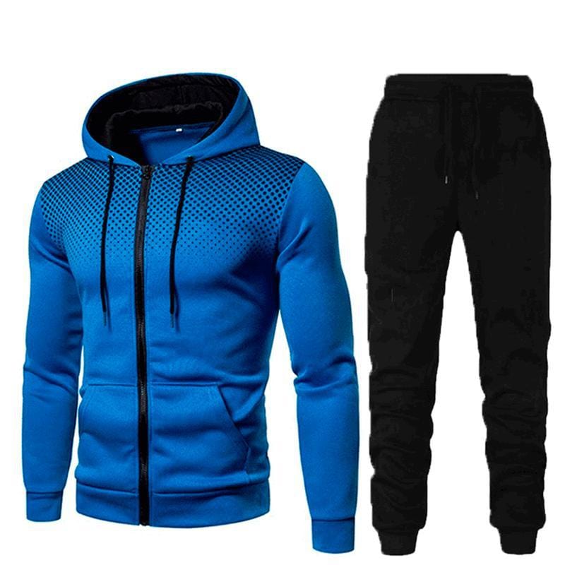ALLRJ Blue / 2XL Men's Sports Fitness Casual Zipper Suit