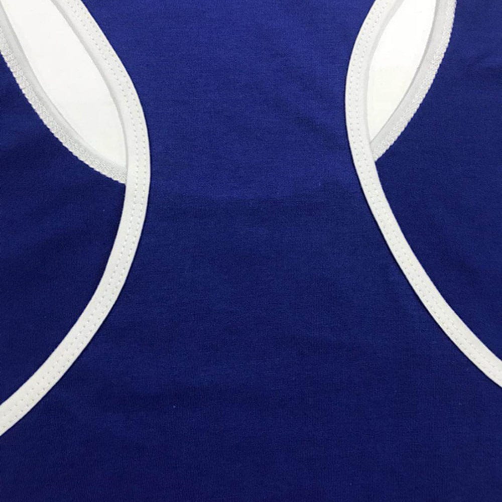 ALLRJ Blue And White Edge / L Men's Solid Color Wide Shoulder I-shaped Vest