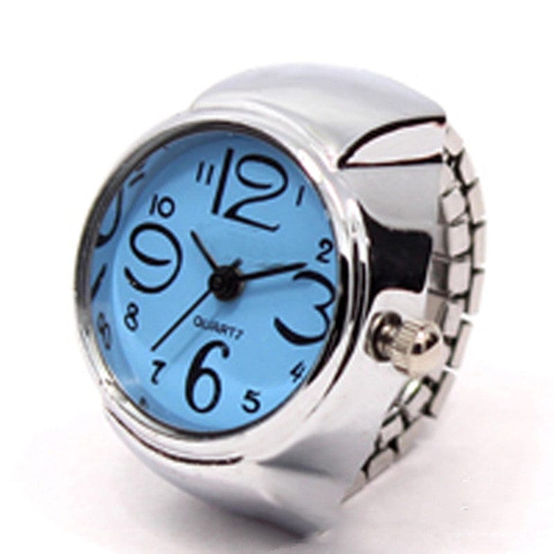 ALLRJ Blue Personalized Men And Women Ring Watch Hot Sale Couple Ring Watch Korean Fashion Wholesale Alloy Silver Case Manufacturer Direct Wholesale