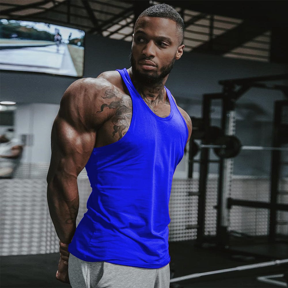 Men's Solid Color Bodybuilding Stringer - ALLRJ