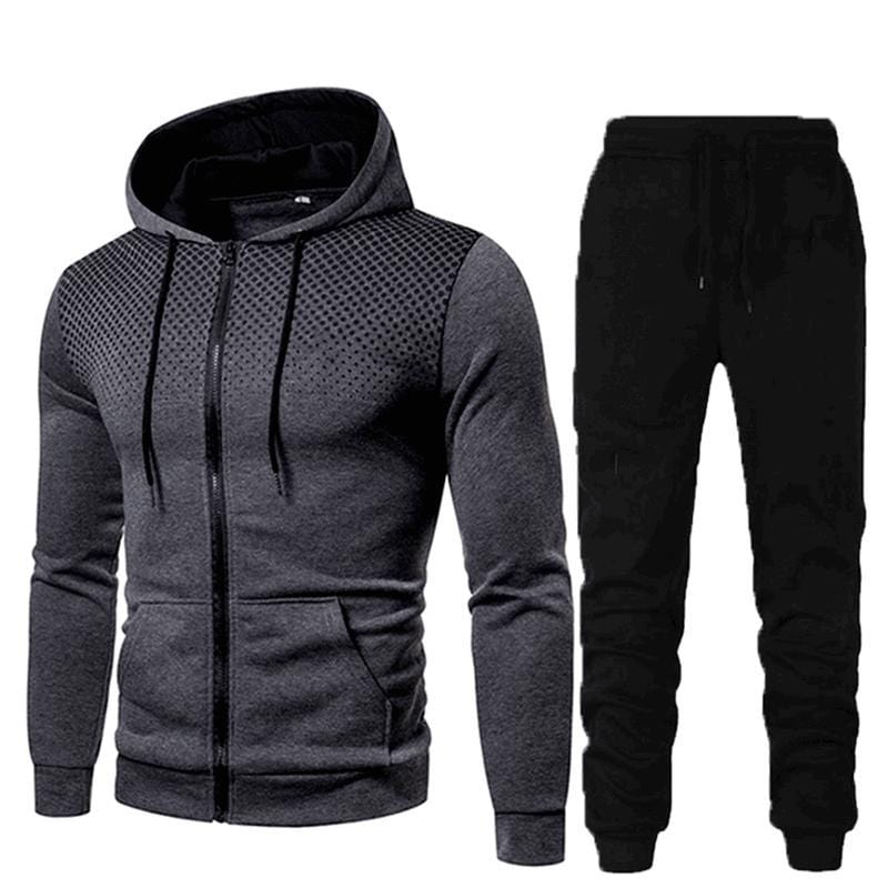 ALLRJ Dark Gray / 2XL Men's Sports Fitness Casual Zipper Suit