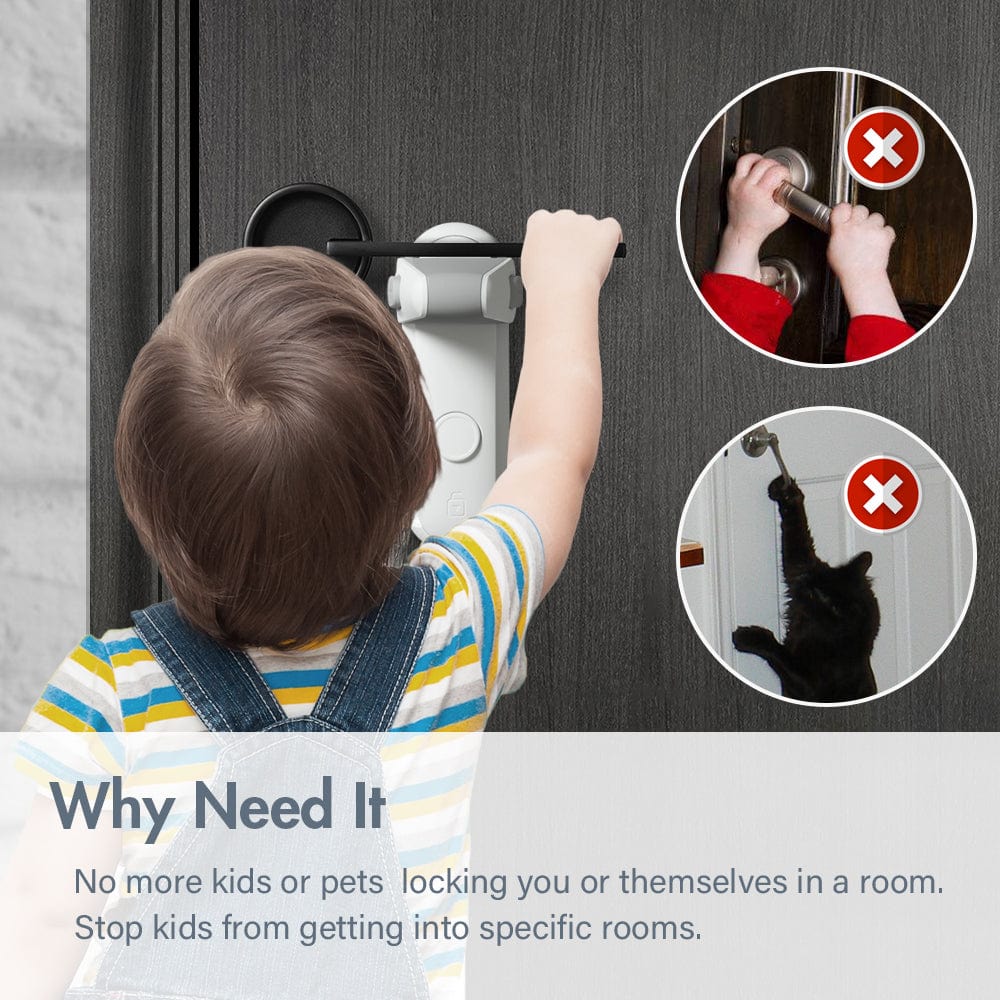 ALLRJ Door lever lock Grey Children's Door Lever Lock Opening Artifact Anti-cat Anti-pet Room Easy To Install And Use