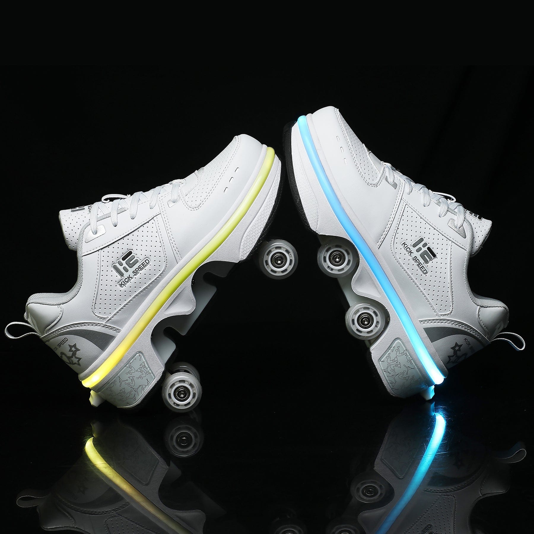 ALLRJ Fitness Gear White with light / 33 Heelys Roller Skates White Low-top Four-wheeled Heelys Wheel Shoes