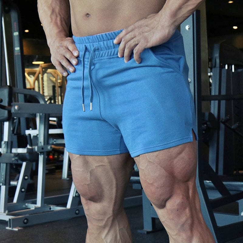 ALLRJ Fitness Sports Men's Terry Cotton Trendy Solid Color Plus Size Casual Slit Short Shorts