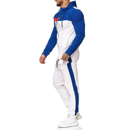 ALLRJ Fitness suit Blue / 2XL Men's Autumn Men's Workout Clothes Trousers Two-piece Suit
