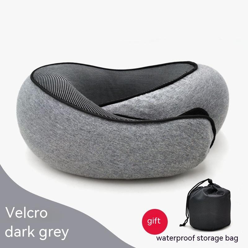 ALLRJ Flower Grey Velcro Style Travel Neck Pillow Non-Deformed Airplane Pillow Travel Neck Cushion Durable U-Shaped Travel Memory Cotton Nap Neck Pillow