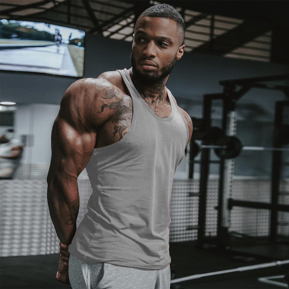 Men's Solid Color Bodybuilding Stringer - ALLRJ